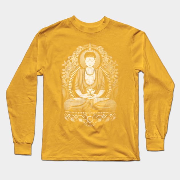 Gautama Buddha Distressed Halftone Long Sleeve T-Shirt by GAz